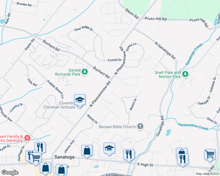 map of restaurants, bars, coffee shops, grocery stores, and more near 1360 North Pleasantview Road in Pottstown