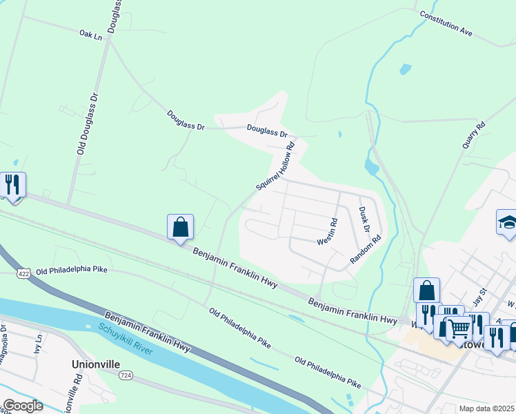 map of restaurants, bars, coffee shops, grocery stores, and more near 16 Saylor Lane in Douglassville