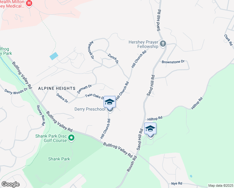 map of restaurants, bars, coffee shops, grocery stores, and more near 775 Hill Church Road in Hummelstown
