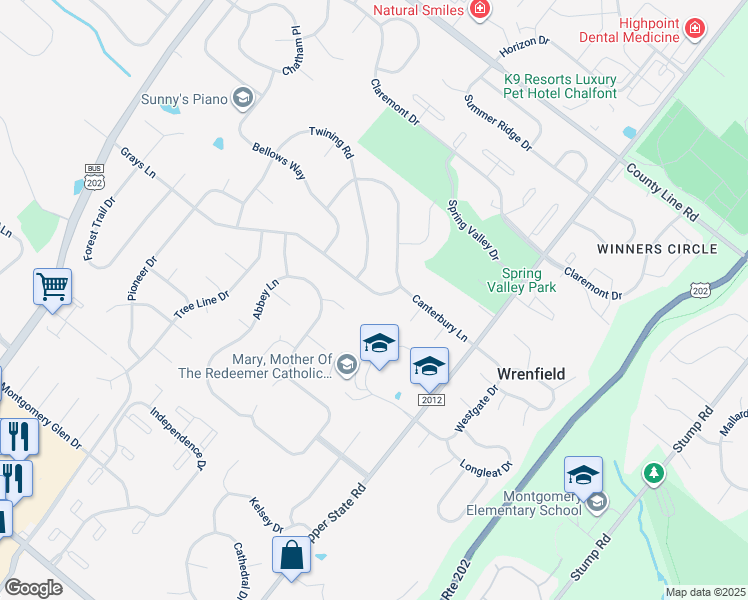 map of restaurants, bars, coffee shops, grocery stores, and more near 330 Grays Lane in Lansdale