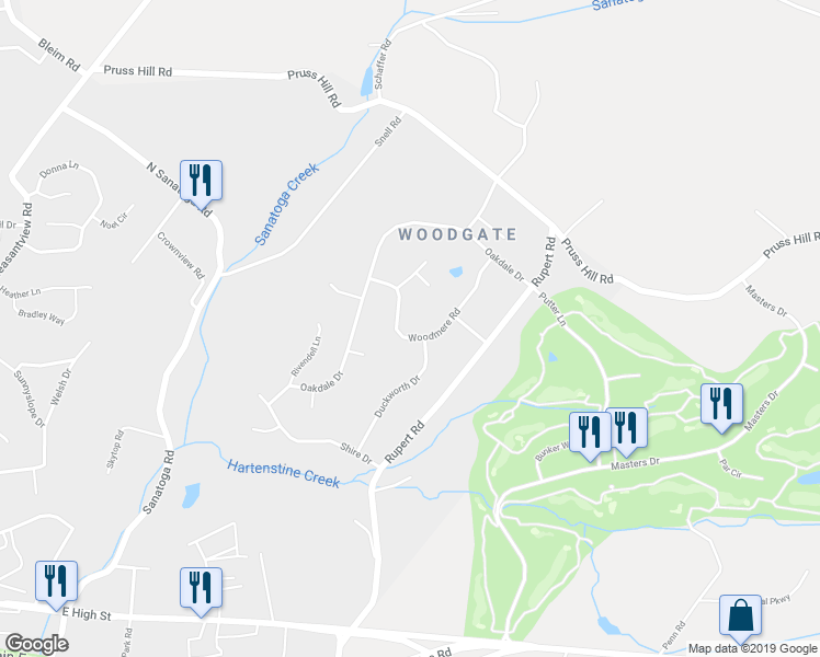 map of restaurants, bars, coffee shops, grocery stores, and more near 1265 Woodmere Road in Pottstown