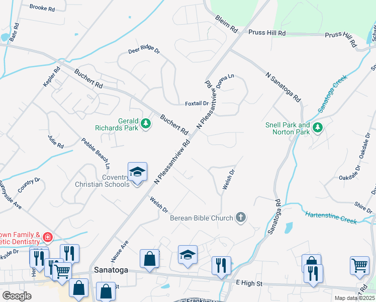 map of restaurants, bars, coffee shops, grocery stores, and more near 1360 North Pleasantview Road in Pottstown