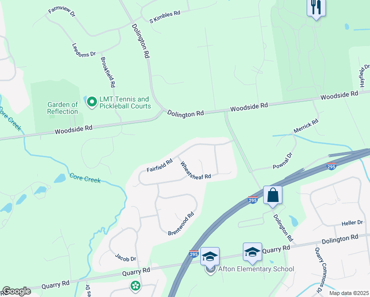 map of restaurants, bars, coffee shops, grocery stores, and more near 1618 Fairfield Road in Yardley