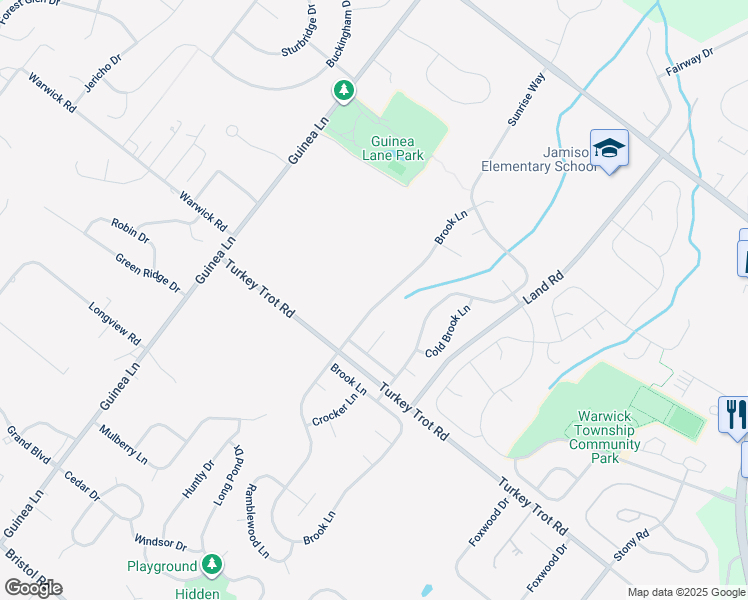 map of restaurants, bars, coffee shops, grocery stores, and more near 1872 Brook Lane in Jamison