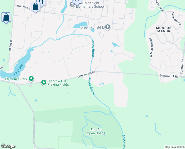 map of restaurants, bars, coffee shops, grocery stores, and more near 140 Disbrow Hill Road in Millstone Township