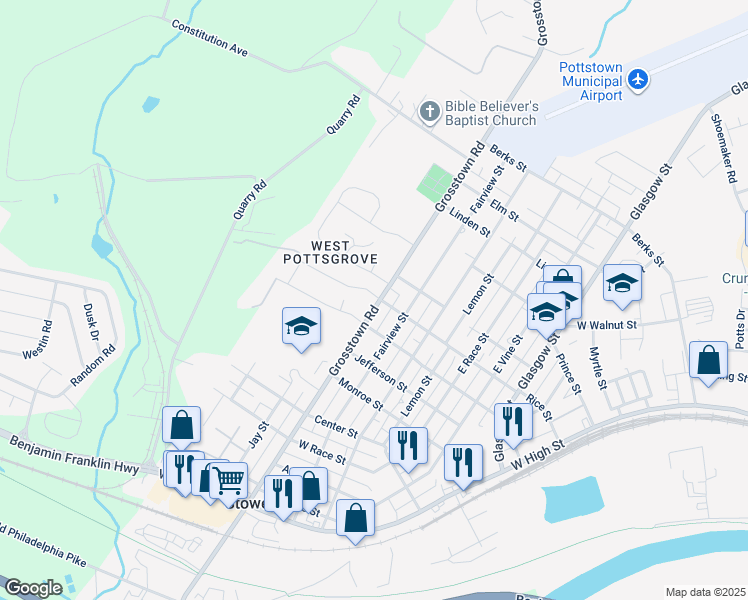 map of restaurants, bars, coffee shops, grocery stores, and more near 317 Grosstown Road in Stowe