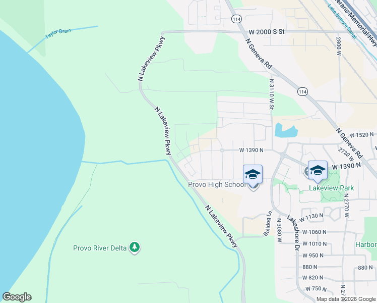 map of restaurants, bars, coffee shops, grocery stores, and more near 1375 North 3350 West in Provo