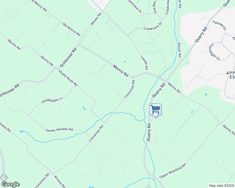map of restaurants, bars, coffee shops, grocery stores, and more near 651 Cressman Road in Harleysville