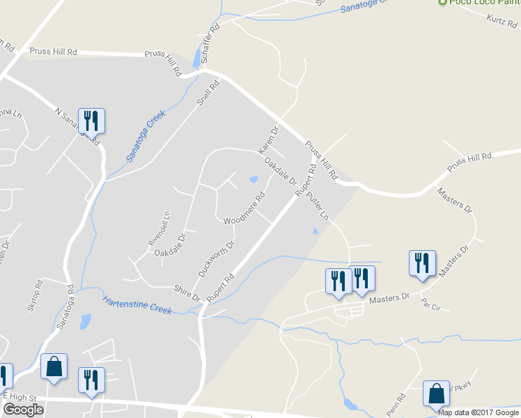 map of restaurants, bars, coffee shops, grocery stores, and more near 3101 Woodgate Lane in Pottstown