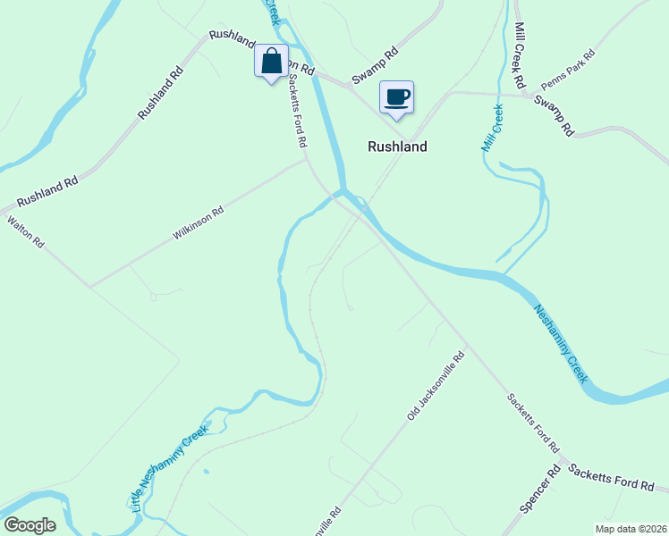 map of restaurants, bars, coffee shops, grocery stores, and more near 1500 Sacketts Ford Road in Ivyland