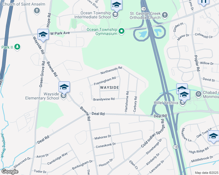 map of restaurants, bars, coffee shops, grocery stores, and more near 21 Coventry Drive in Ocean Township