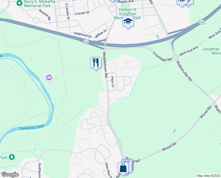 map of restaurants, bars, coffee shops, grocery stores, and more near 486 Middletown Road in Hummelstown