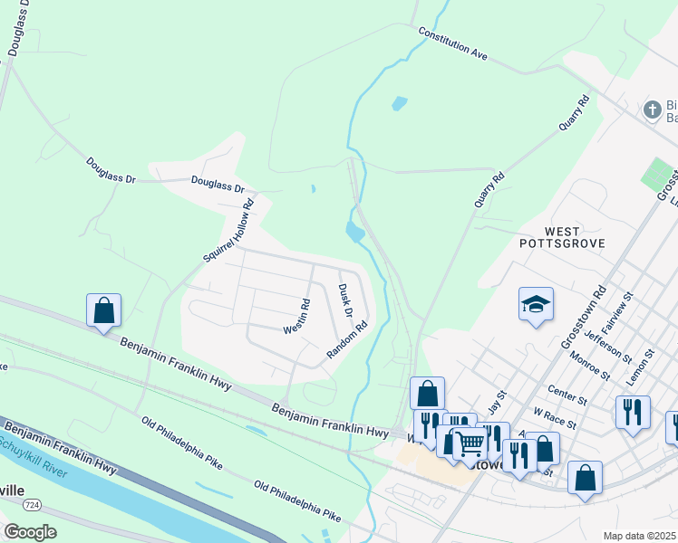 map of restaurants, bars, coffee shops, grocery stores, and more near 62 Random Road in Douglassville