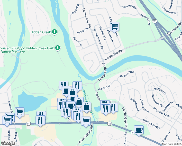 map of restaurants, bars, coffee shops, grocery stores, and more near 1143 Dry Powder Circle in Mechanicsburg