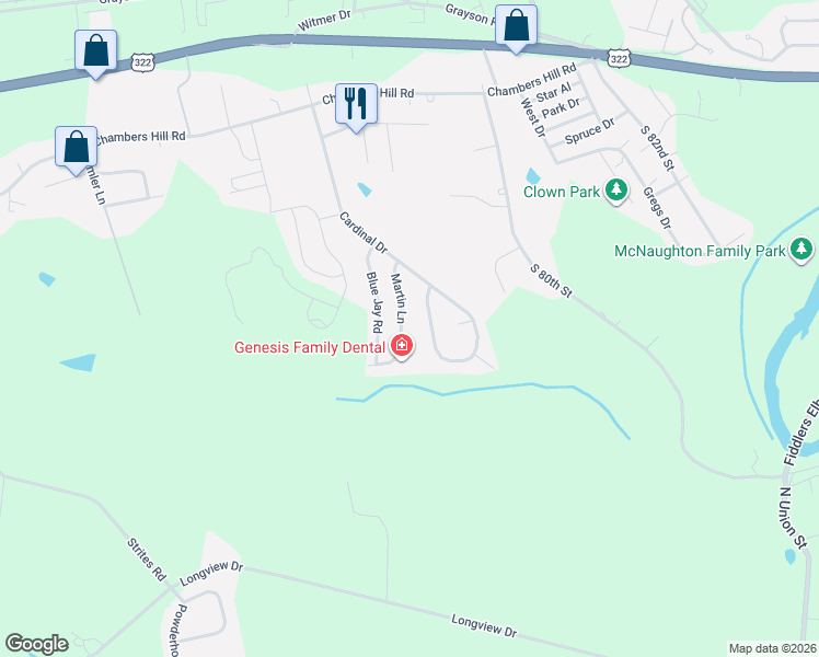 map of restaurants, bars, coffee shops, grocery stores, and more near 829 Martin Lane in Harrisburg