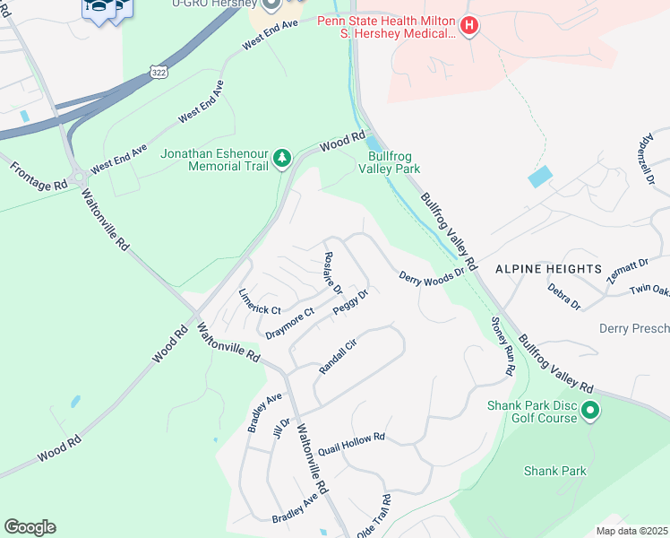 map of restaurants, bars, coffee shops, grocery stores, and more near 515 Roslaire Drive in Hummelstown