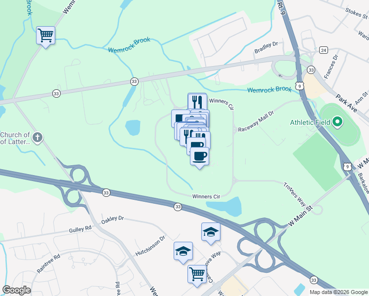 map of restaurants, bars, coffee shops, grocery stores, and more near 3710 U.S. 9 in Freehold