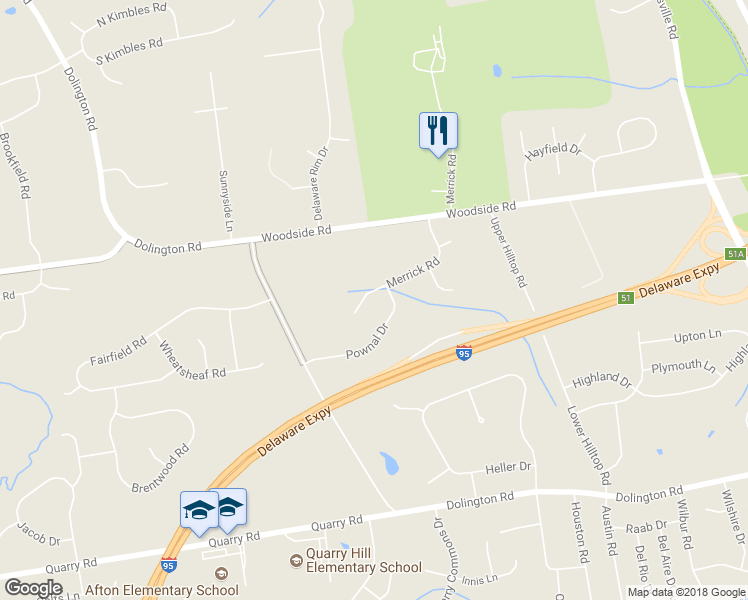 map of restaurants, bars, coffee shops, grocery stores, and more near 1478 Merrick Road in Yardley