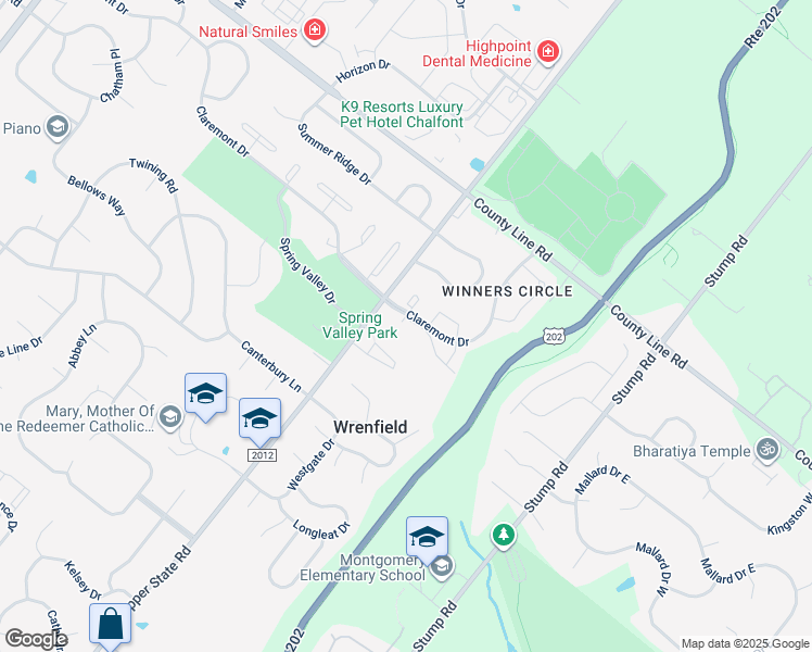 map of restaurants, bars, coffee shops, grocery stores, and more near 100 Pimlico Way in North Wales