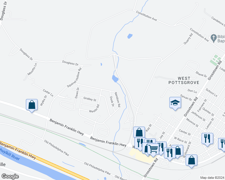 map of restaurants, bars, coffee shops, grocery stores, and more near 62 Random Road in Douglassville