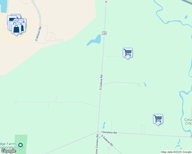 map of restaurants, bars, coffee shops, grocery stores, and more near 726 South Galena Road in Sunbury