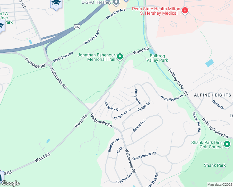 map of restaurants, bars, coffee shops, grocery stores, and more near 1203 Galway Court in Hummelstown