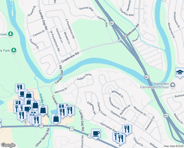 map of restaurants, bars, coffee shops, grocery stores, and more near 471 Galleon Drive in Mechanicsburg