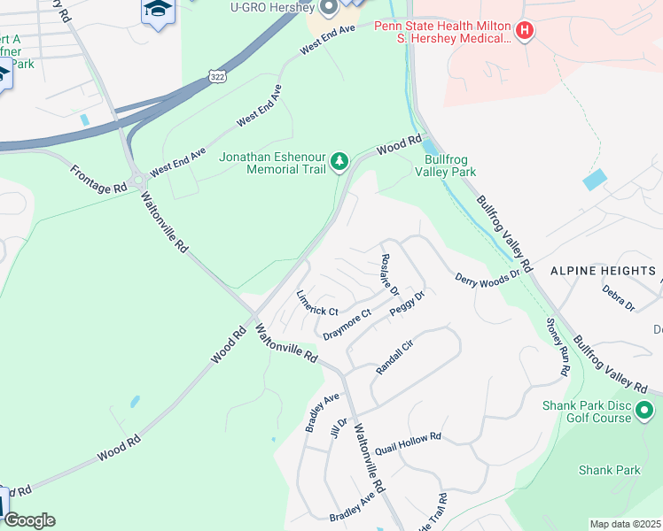 map of restaurants, bars, coffee shops, grocery stores, and more near 1203 Galway Court in Hummelstown