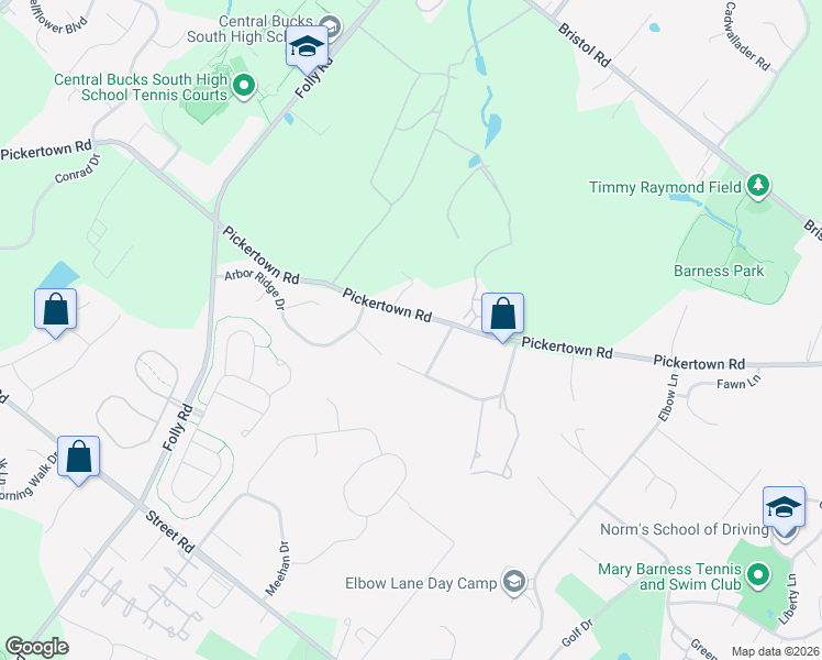 map of restaurants, bars, coffee shops, grocery stores, and more near 2924 Pickertown Road in Warrington