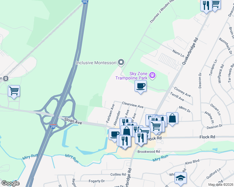 map of restaurants, bars, coffee shops, grocery stores, and more near 10 Quakerbridge Plaza in Hamilton Township