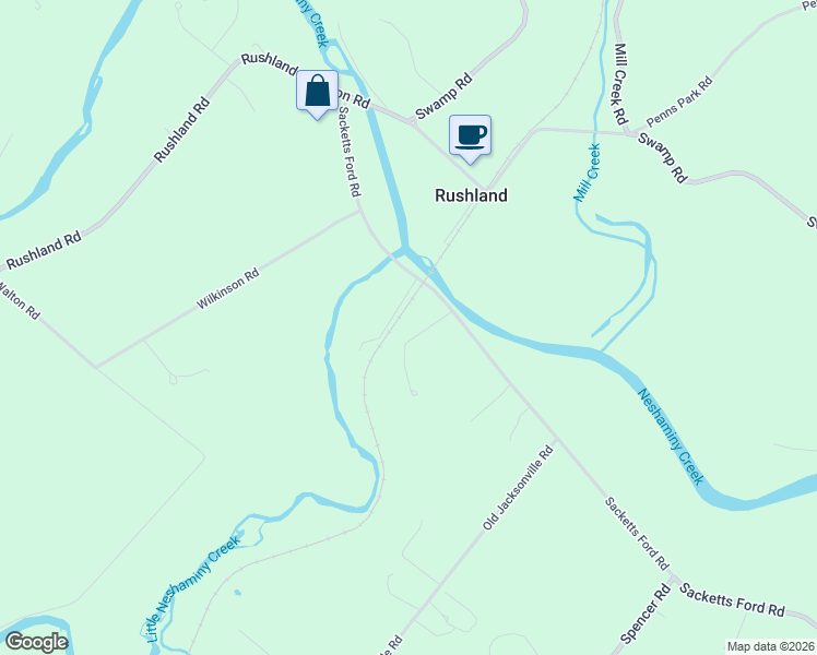 map of restaurants, bars, coffee shops, grocery stores, and more near 1568 Sacketts Ford Road in Ivyland
