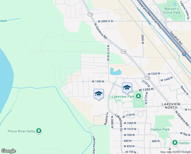 map of restaurants, bars, coffee shops, grocery stores, and more near 1418 North 3250 West in Provo