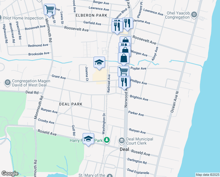 map of restaurants, bars, coffee shops, grocery stores, and more near 21 Cambell Court in Deal