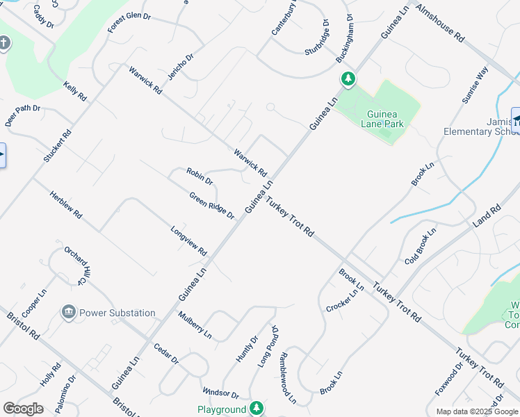 map of restaurants, bars, coffee shops, grocery stores, and more near 1781 Guinea Lane in Warrington