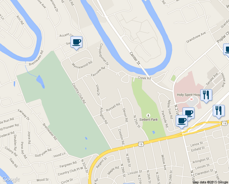 map of restaurants, bars, coffee shops, grocery stores, and more near 624 Devon Rd in Camp Hill
