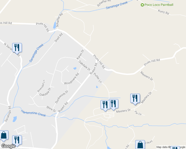 map of restaurants, bars, coffee shops, grocery stores, and more near 1540 Rupert Road in Pottstown