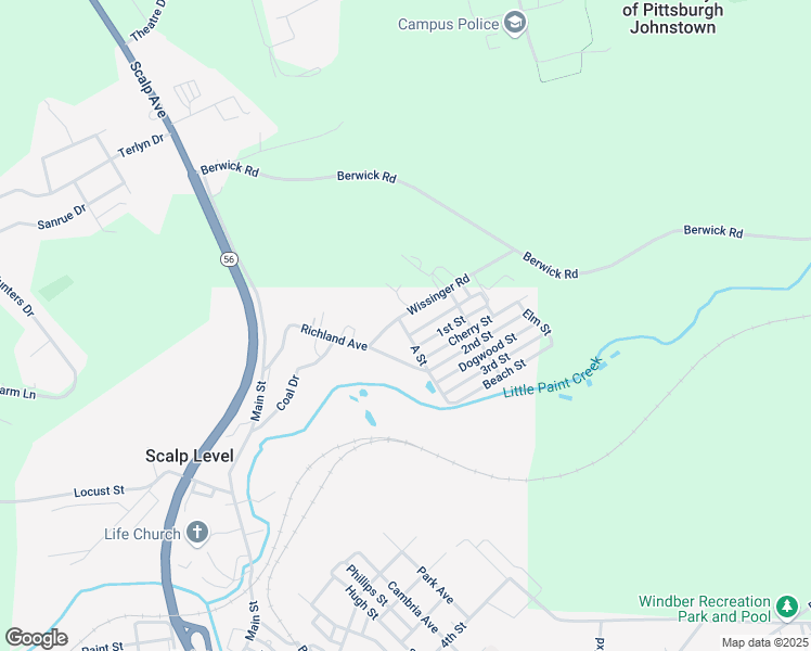 map of restaurants, bars, coffee shops, grocery stores, and more near 116-118 Wissinger Rd in Windber