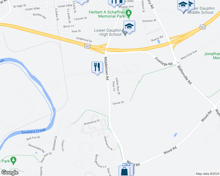 map of restaurants, bars, coffee shops, grocery stores, and more near 437 Middletown Road in Hummelstown