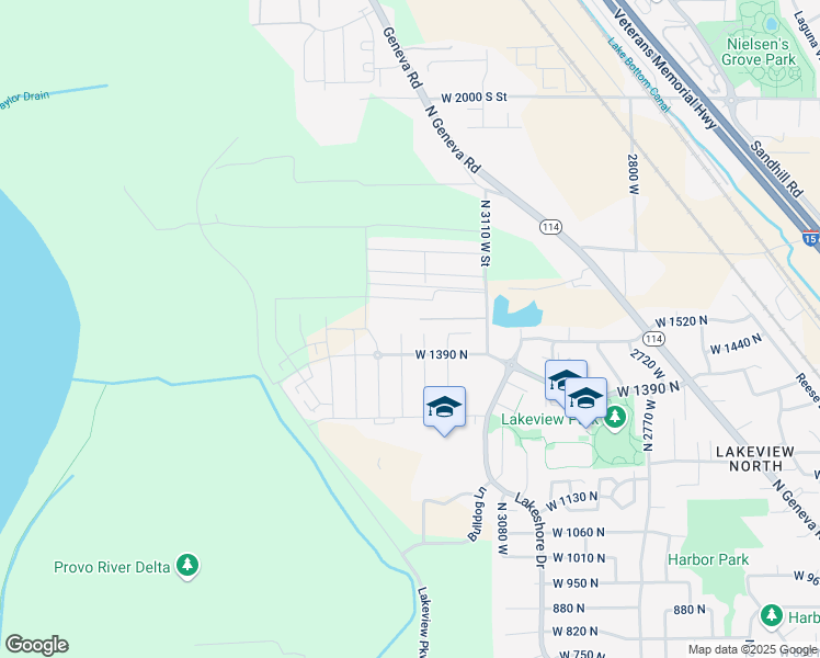 map of restaurants, bars, coffee shops, grocery stores, and more near 1444 North 3300 West in Provo