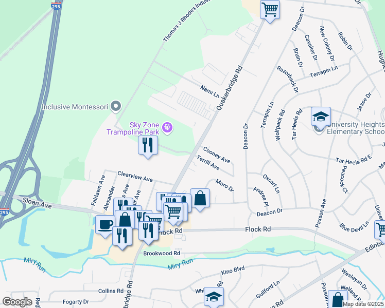 map of restaurants, bars, coffee shops, grocery stores, and more near Quakerbridge Road in Trenton