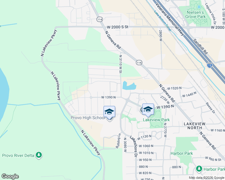 map of restaurants, bars, coffee shops, grocery stores, and more near 1532 North 3200 West in Provo