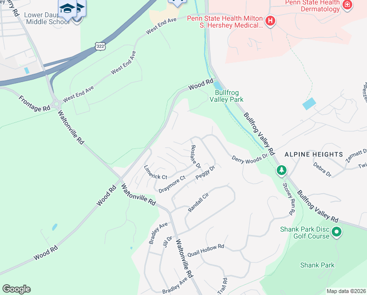 map of restaurants, bars, coffee shops, grocery stores, and more near 1119 Wicklow Court in Hummelstown