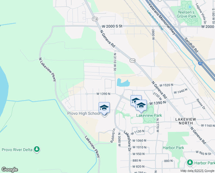 map of restaurants, bars, coffee shops, grocery stores, and more near 1532 North 3200 West in Provo