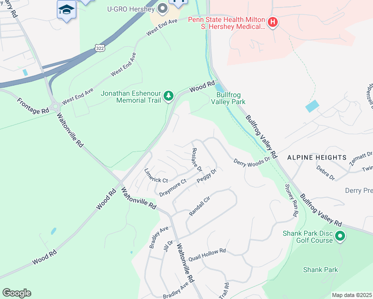 map of restaurants, bars, coffee shops, grocery stores, and more near 1119 Wicklow Court in Hummelstown