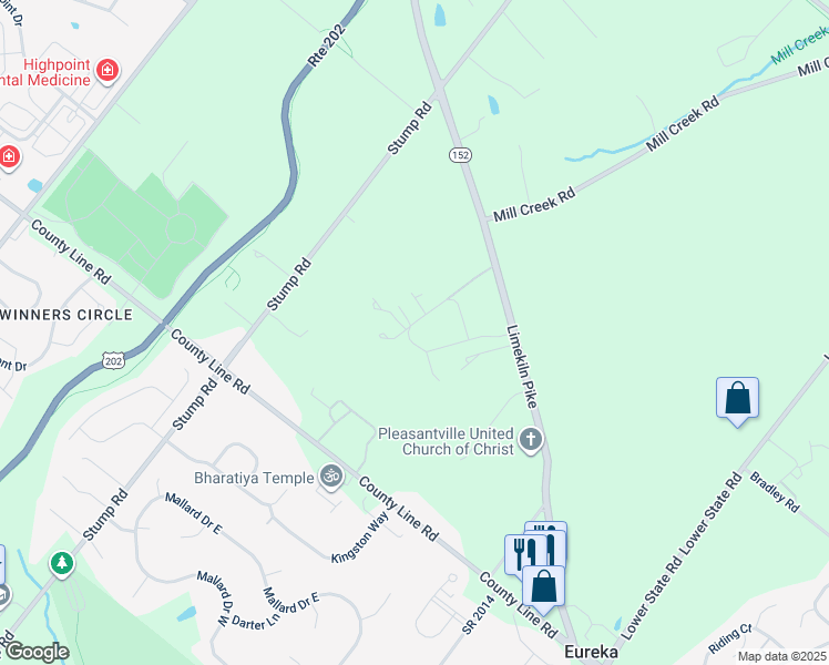 map of restaurants, bars, coffee shops, grocery stores, and more near 214 Grove Valley Court in Chalfont