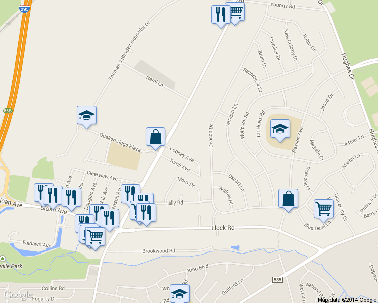 map of restaurants, bars, coffee shops, grocery stores, and more near 70 Cooney Avenue in Hamilton Township