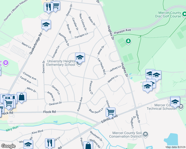 map of restaurants, bars, coffee shops, grocery stores, and more near 6 Michele Court in Trenton