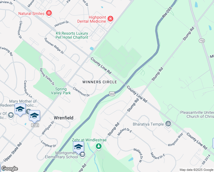 map of restaurants, bars, coffee shops, grocery stores, and more near 404 Santa Anita Drive in North Wales