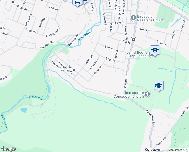 map of restaurants, bars, coffee shops, grocery stores, and more near 949 Berks Street in Birdsboro