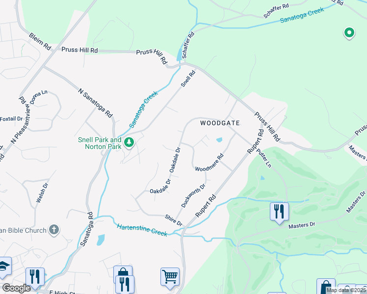 map of restaurants, bars, coffee shops, grocery stores, and more near 1140 Woodmere Road in Pottstown